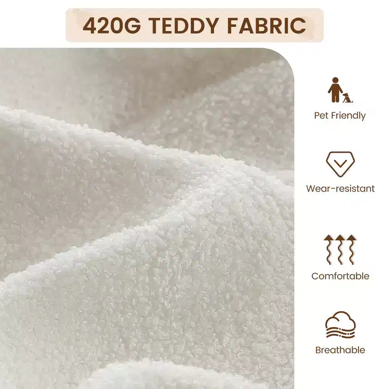 Modern Accent Chair, Cozy Reading Chair Upholstered in Plush 420g Fabric, with Spring Foam Cushion, for Bedroom and Living Room, White