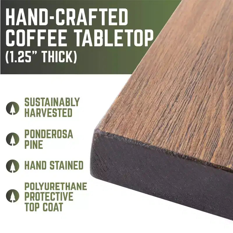 RESTORE Trail Brown Solid Wood Coffee Tabletop by Pipe Decor