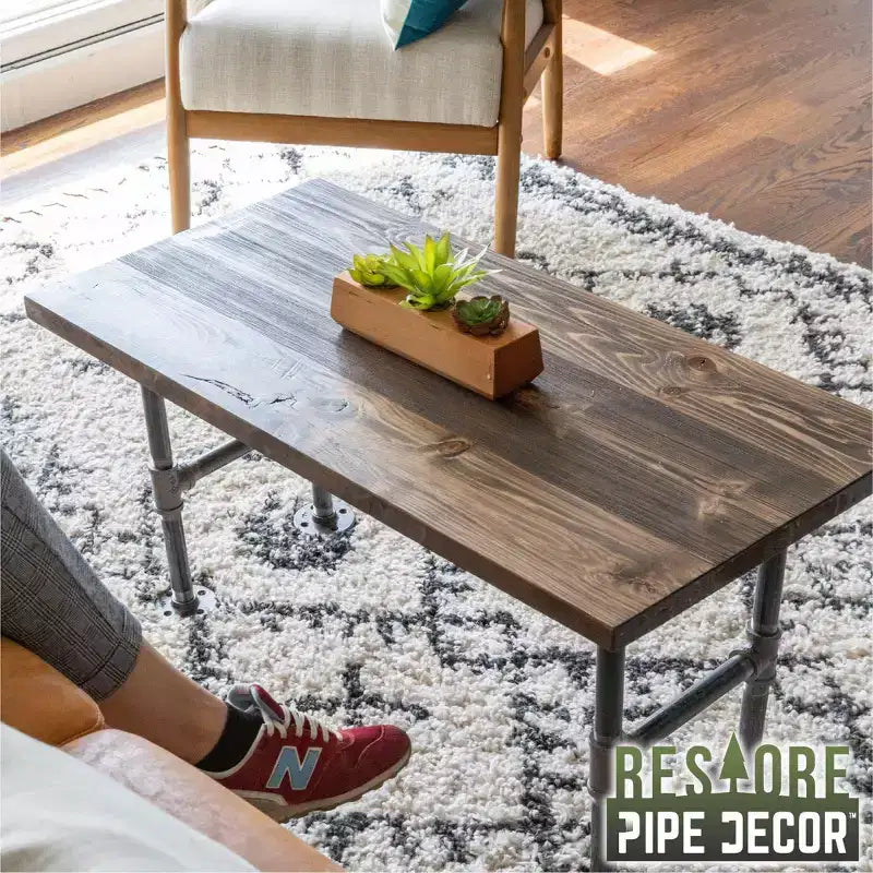 RESTORE Trail Brown Solid Wood Coffee Tabletop by Pipe Decor