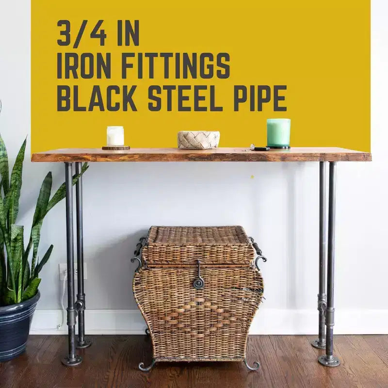 Pipe Decor 3/4 in. H Pipe Round Flange Console Table Legs-13.25 in. Wide