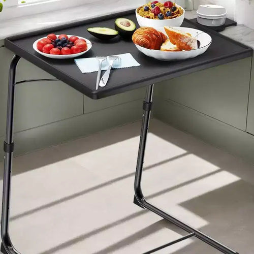 2 PCS TV Tray Table, Folding Table Trays, w/6 Height & 3 Tilt Angle, TV Tray Table w/Cup Holder, Dinner Tray for Eating on Couch, Laptop, Bed Couch