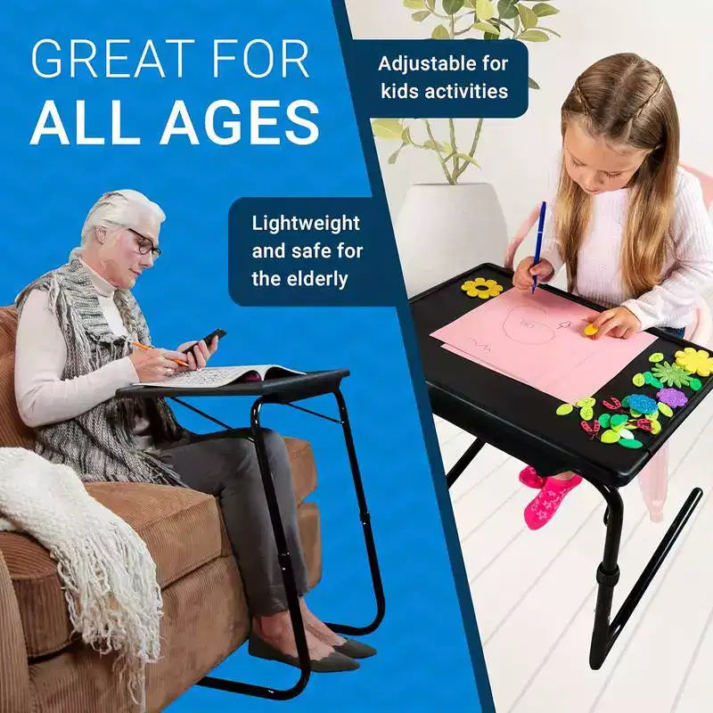 2 PCS TV Tray Table, Folding Table Trays, w/6 Height & 3 Tilt Angle, TV Tray Table w/Cup Holder, Dinner Tray for Eating on Couch, Laptop, Bed Couch