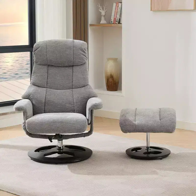 Okak Modern Chenille Adjustable Recliner Swivel Lounge Chair with Ottoman Footstool,Leisure Accent Chair for Living Rooms,Relaxation Areas