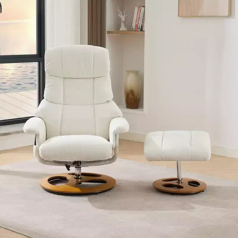 Okak Modern Chenille Adjustable Recliner Swivel Lounge Chair with Ottoman Footstool,Leisure Accent Chair for Living Rooms,Relaxation Areas