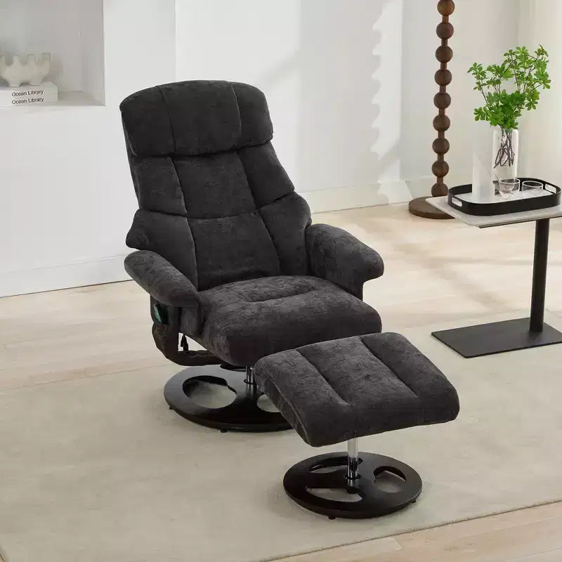 Okak Modern Chenille Adjustable Recliner Swivel Lounge Chair with Ottoman Footstool,Leisure Accent Chair for Living Rooms,Relaxation Areas