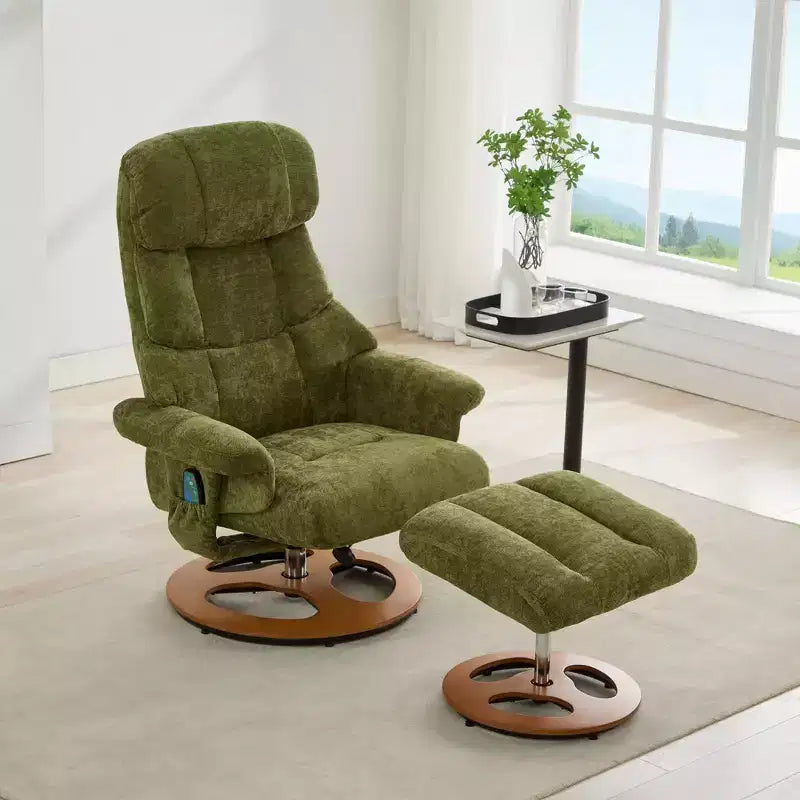 Okak Modern Chenille Adjustable Recliner Swivel Lounge Chair with Ottoman Footstool,Leisure Accent Chair for Living Rooms,Relaxation Areas