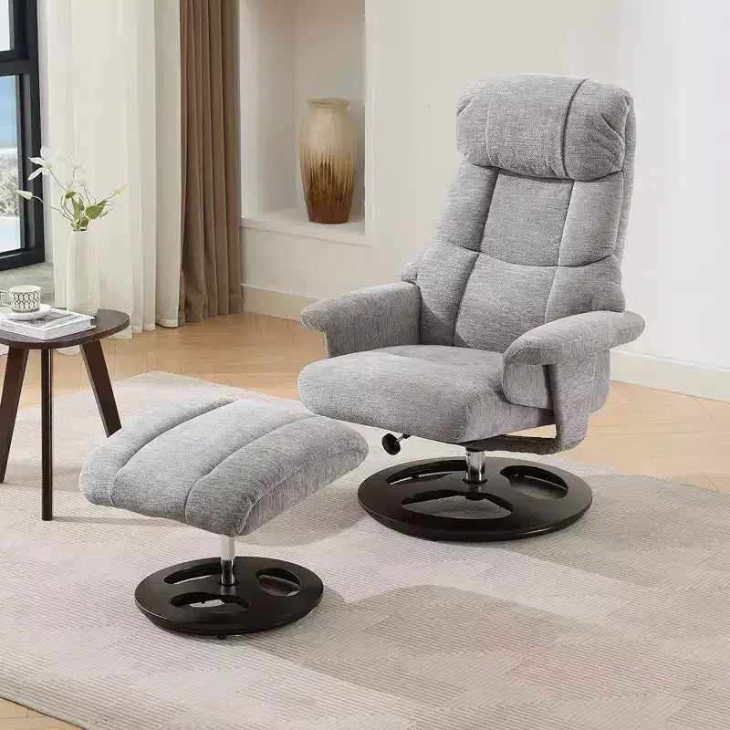 Okak Modern Chenille Adjustable Recliner Swivel Lounge Chair with Ottoman Footstool,Leisure Accent Chair for Living Rooms,Relaxation Areas