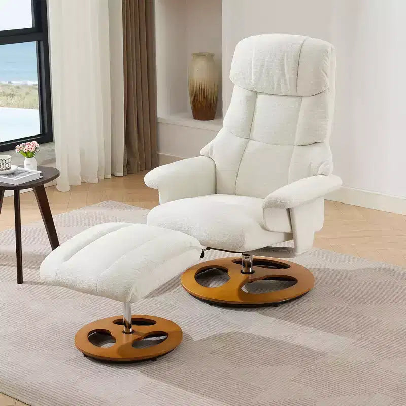 Okak Modern Chenille Adjustable Recliner Swivel Lounge Chair with Ottoman Footstool,Leisure Accent Chair for Living Rooms,Relaxation Areas