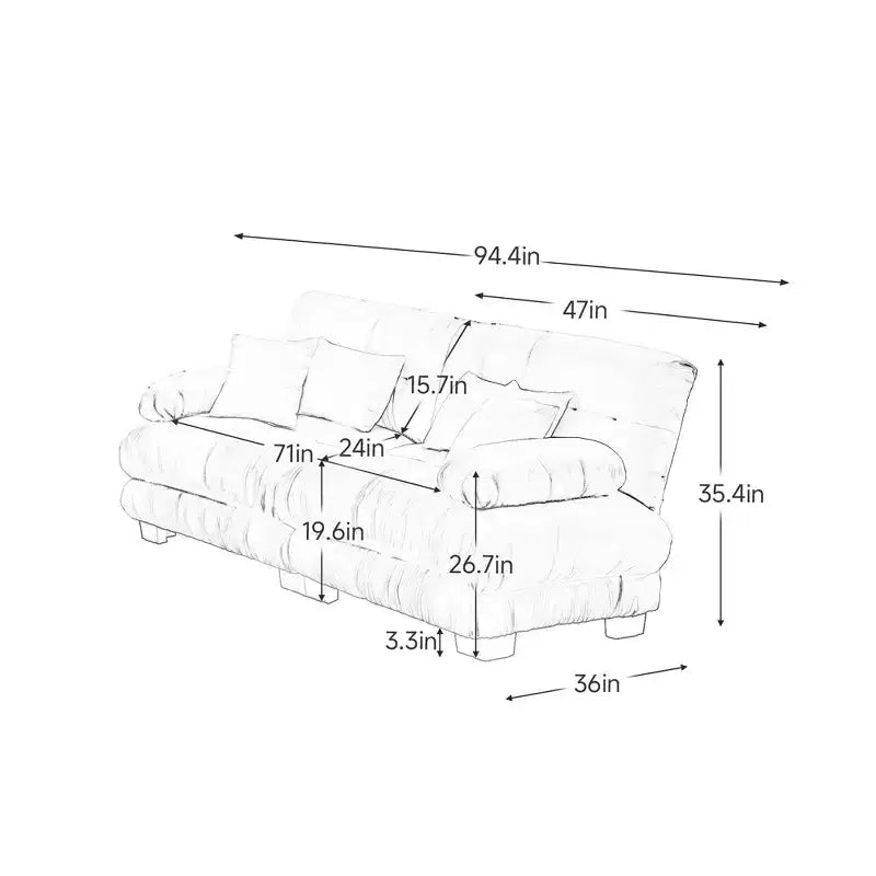 Homy Casa Modern Cloud Sofa with Plush Cushions and Soft Upholstery, for Living Room or Lounge Space