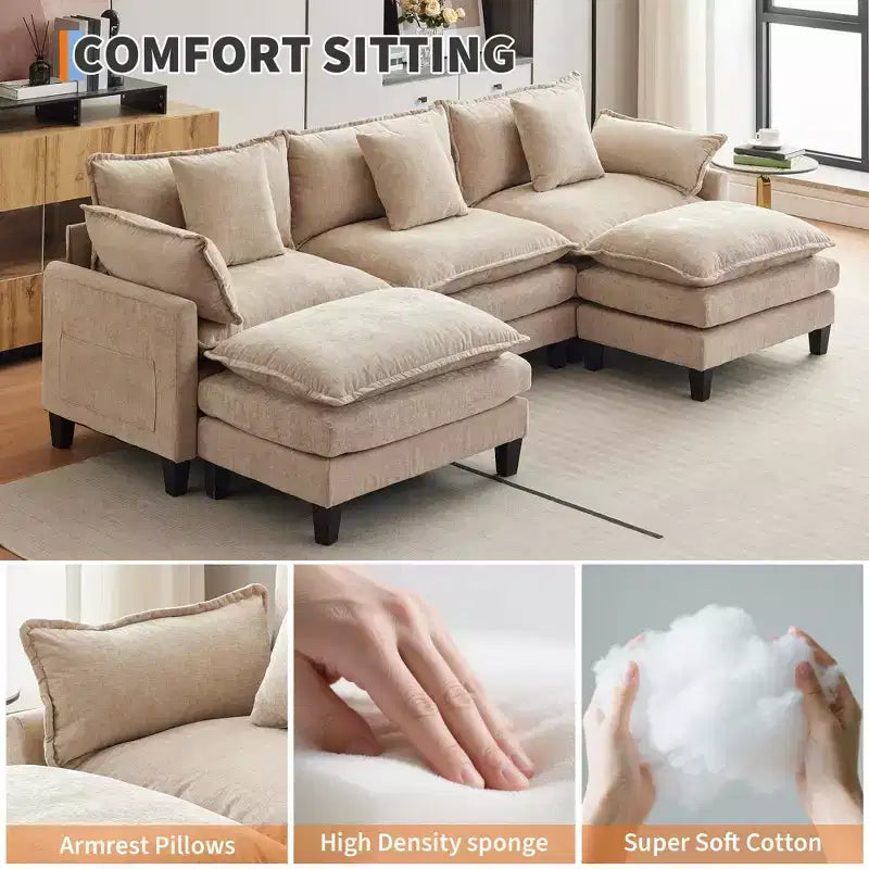 Oversized L-Shaped Modular Sectional Sofa  for Living Room