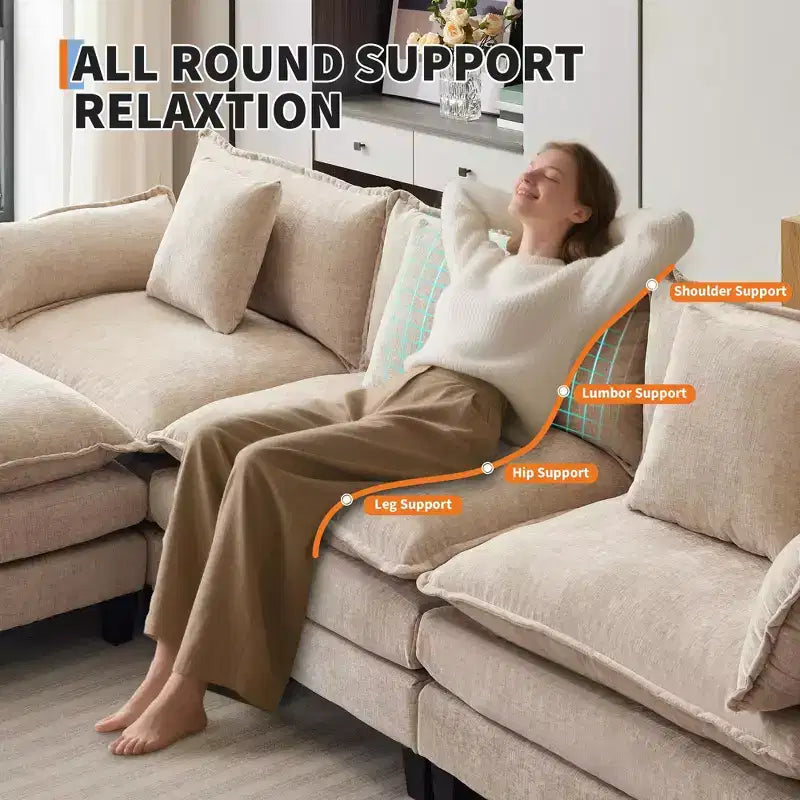 Oversized L-Shaped Modular Sectional Sofa  for Living Room