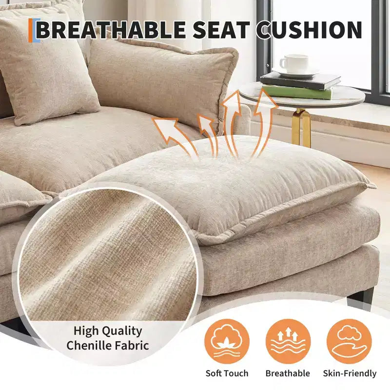 Oversized L-Shaped Modular Sectional Sofa  for Living Room
