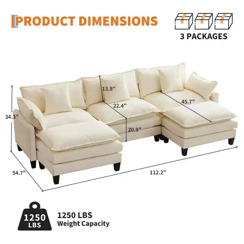 Oversized L-Shaped Modular Sectional Sofa  for Living Room