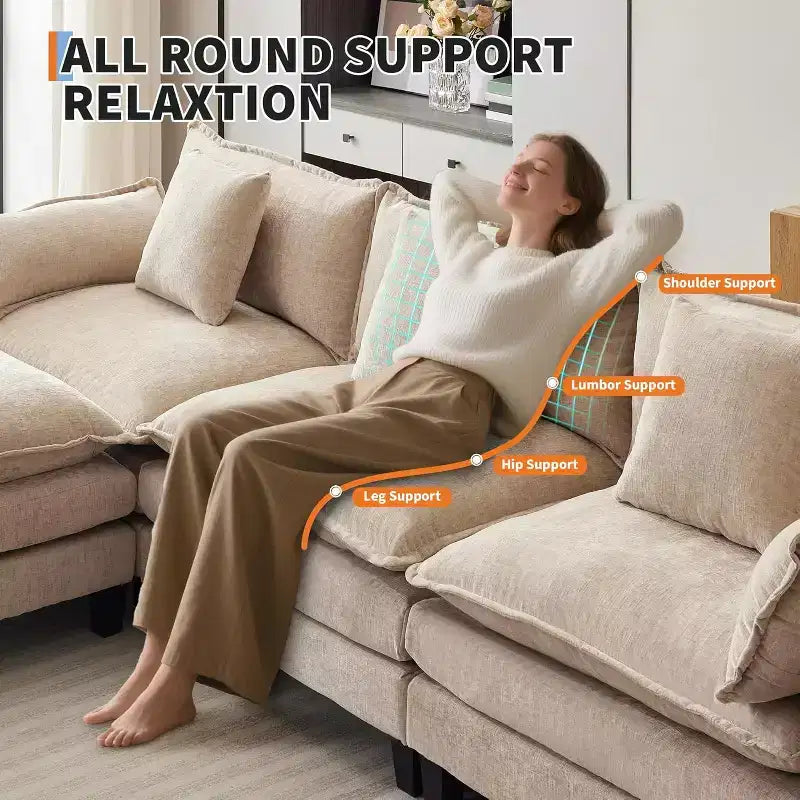 Oversized L-Shaped Modular Sectional Sofa  for Living Room