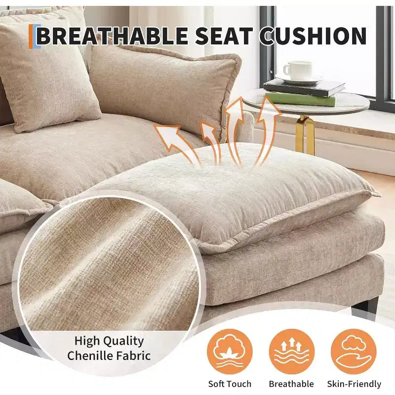 Oversized L-Shaped Modular Sectional Sofa  for Living Room
