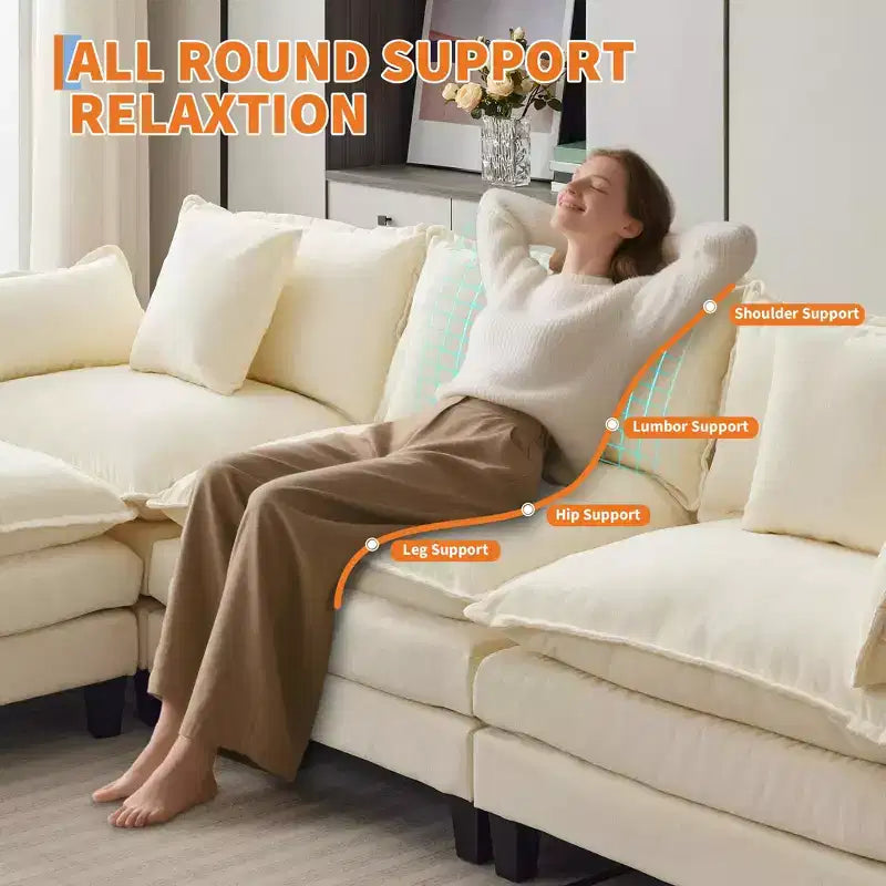 Oversized L-Shaped Modular Sectional Sofa  for Living Room