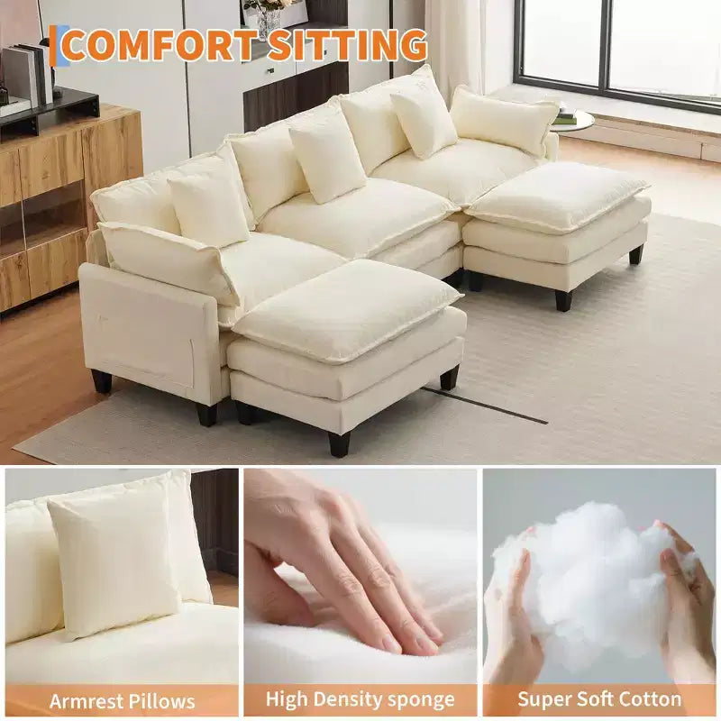 Oversized L-Shaped Modular Sectional Sofa  for Living Room