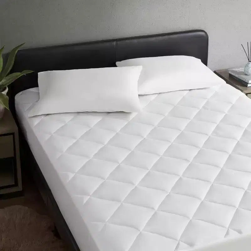 Okak Modern White Nylon Deep Pocket Mattress Pad for Comfy Sleep,Overfilled Bed Mattresses Protective Pad