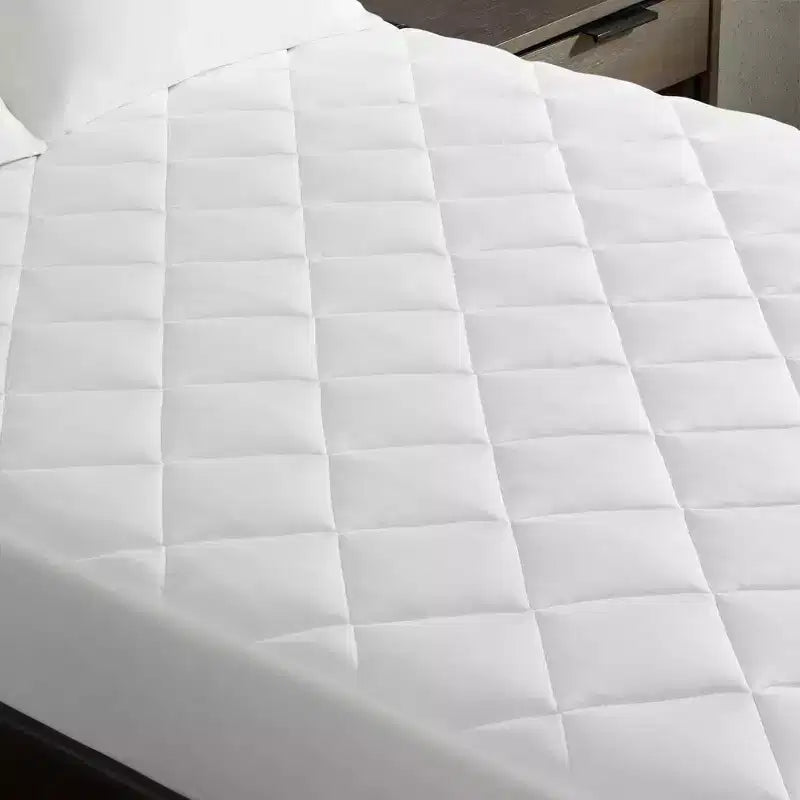 Okak Modern White Nylon Deep Pocket Mattress Pad for Comfy Sleep,Overfilled Bed Mattresses Protective Pad