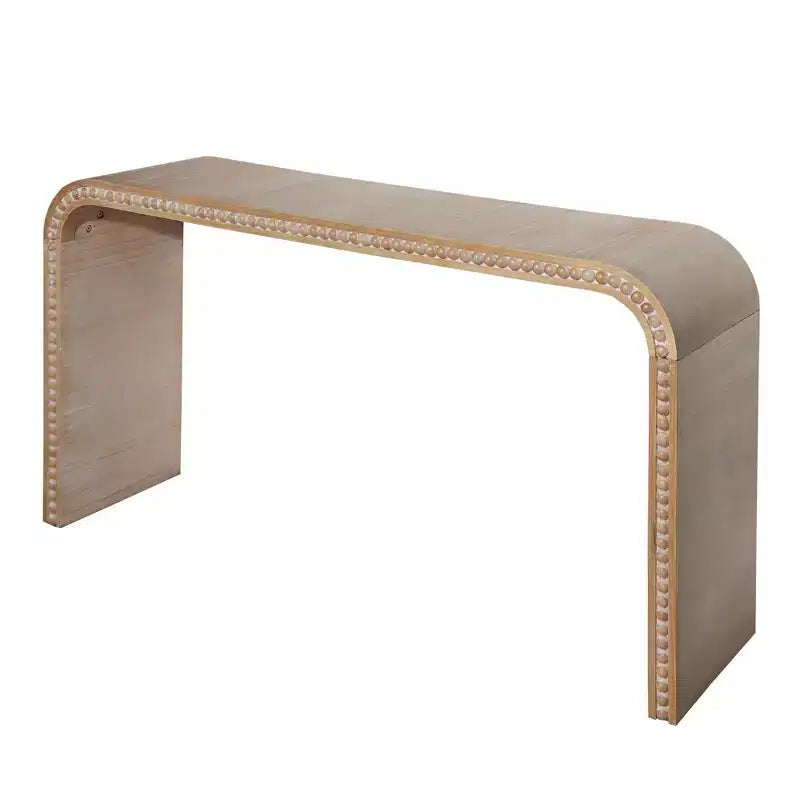 Okak 59IN Waterfall-Style Entryway Table with Wood Beads, Console Table with Minimalism Design, Accent Table for Hallway, Living Room, Natural