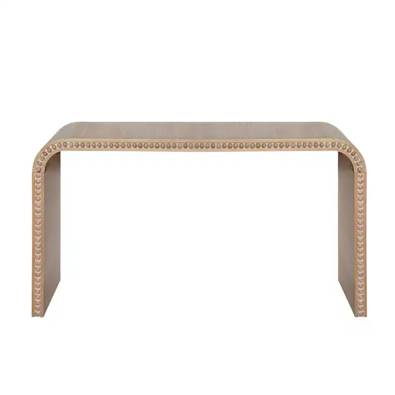 Okak 59IN Waterfall-Style Entryway Table with Wood Beads, Console Table with Minimalism Design, Accent Table for Hallway, Living Room, Natural