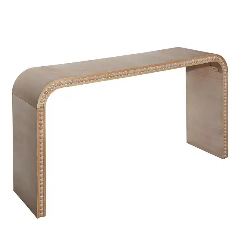Okak 59IN Waterfall-Style Entryway Table with Wood Beads, Console Table with Minimalism Design, Accent Table for Hallway, Living Room, Natural