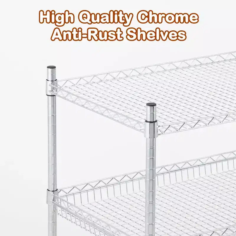 Utility Rolling Cart with Wheels, 1000LBS Capacity, Commercial Grade Kitchen Cart, for Restaurant, Garage, Warehouse, Kitchen