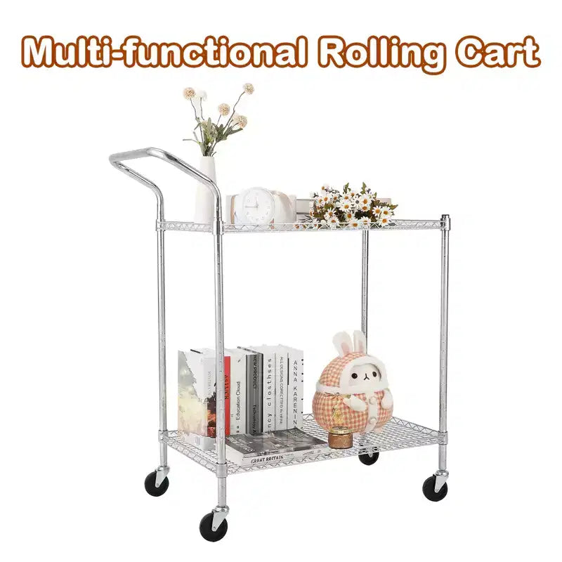 Utility Rolling Cart with Wheels, 1000LBS Capacity, Commercial Grade Kitchen Cart, for Restaurant, Garage, Warehouse, Kitchen