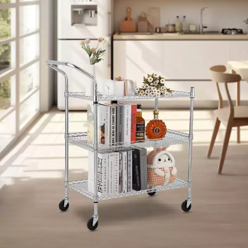 Utility Rolling Cart with Wheels, 1000LBS Capacity, Commercial Grade Kitchen Cart, for Restaurant, Garage, Warehouse, Kitchen