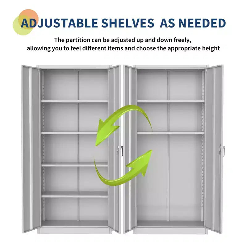 Tall Metal Storage Cabinet with Adjustable Shelves and Lock, 71-Inch Freestanding Locker for Garage and Pantry