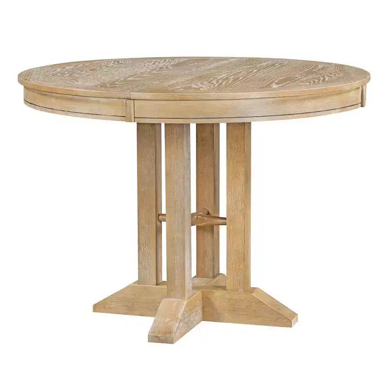 Okak 56IN Farmhouse Extendable Round Dining Table, Round Table with Heavy Pedestal, Folding Table for Kitchen, Dining Room