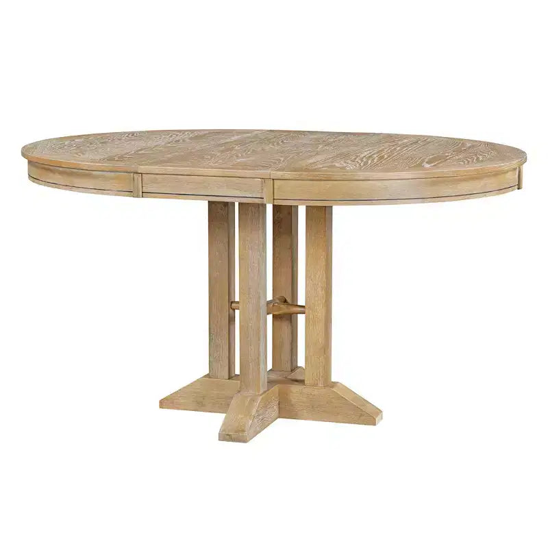 Okak 56IN Farmhouse Extendable Round Dining Table, Round Table with Heavy Pedestal, Folding Table for Kitchen, Dining Room