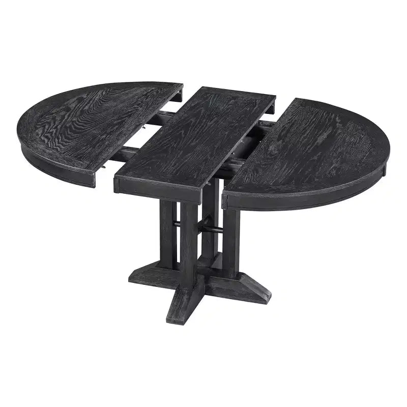Okak 56IN Farmhouse Extendable Round Dining Table, Round Table with Heavy Pedestal, Folding Table for Kitchen, Dining Room