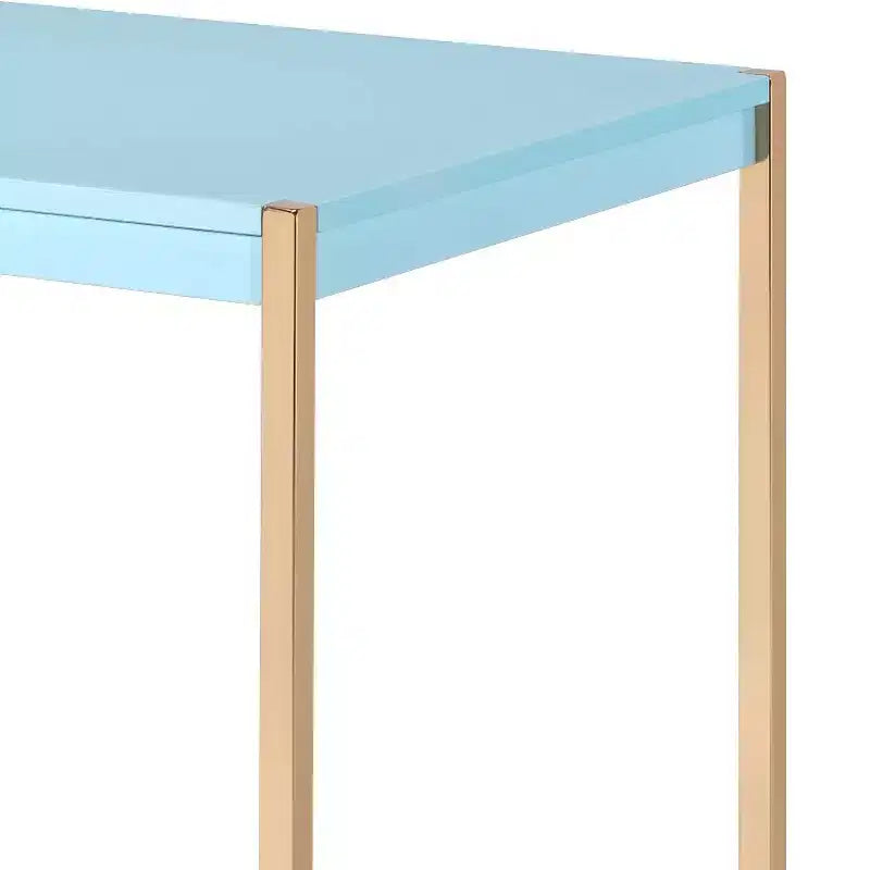 Okak 42.5IN Writing Desk with USB Ports, Standing Desk with Golden Metal Base, Computer Desk for Living Room, Office, Reading Room