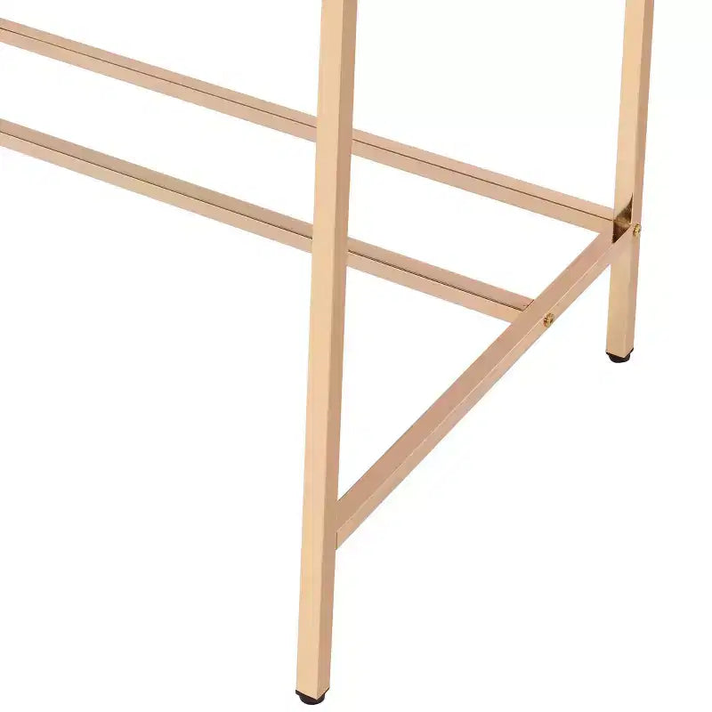 Okak 42.5IN Writing Desk with USB Ports, Standing Desk with Golden Metal Base, Computer Desk for Living Room, Office, Reading Room
