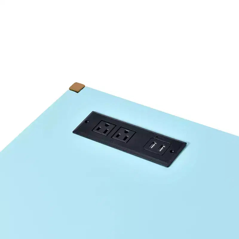 Okak 42.5IN Writing Desk with USB Ports, Standing Desk with Golden Metal Base, Computer Desk for Living Room, Office, Reading Room