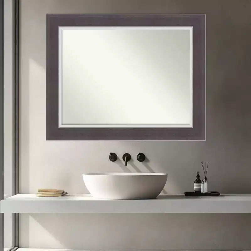 Amanti Art Ellie Non-Beveled Framed Bathroom Vanity Wall Mirror