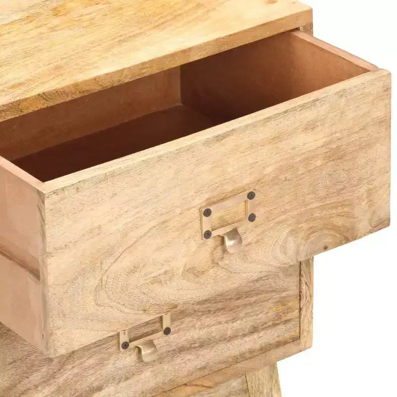 vidaXL Solid Mango Wood Bedside Cabinet - Handmade Wooden Nightstand with 2 Drawers, Sturdy and Durable, Unique and Decorative, Easy Assembly Required