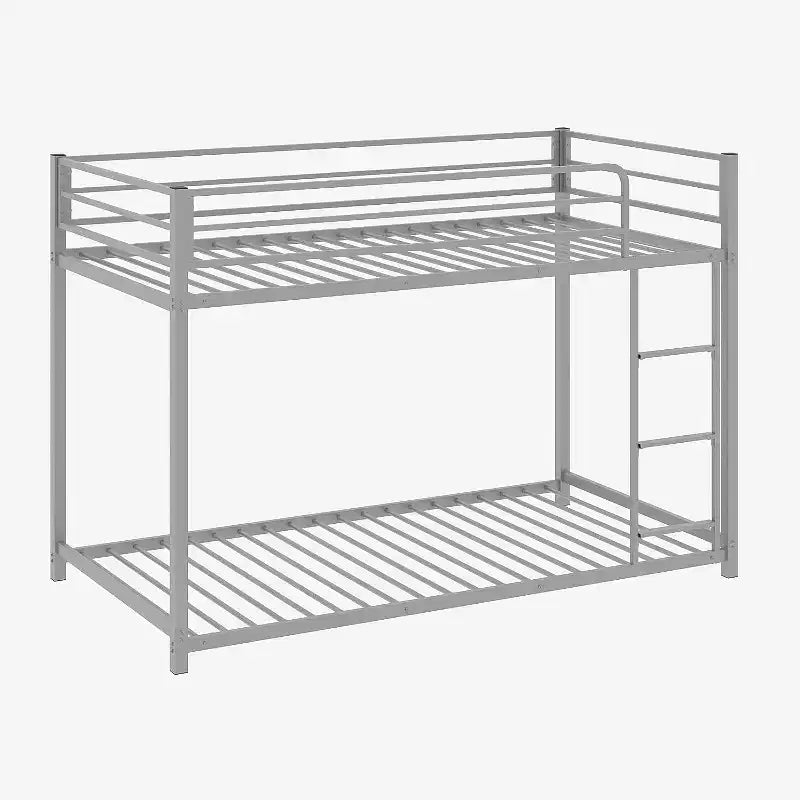 JOYMOR Bunk Bed Twin Over Twin, Metal Twin Size Bed Frame with Safety Guardraild for Boys Girls