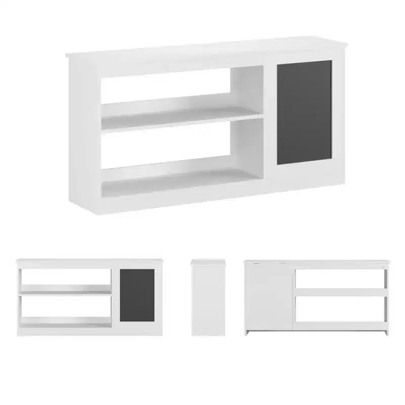 MAYEERTY 3-in-1 Kids Bookshelf & Toy Storage Cabinet with Chalkboard, Organizer for Playroom Bedroom Classroom, White