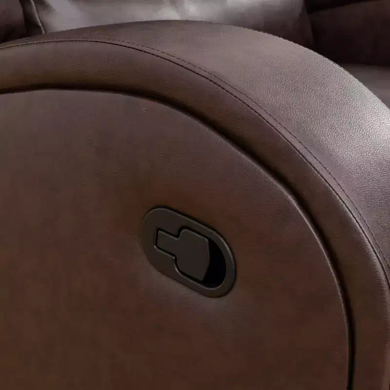MAYEERTY Faux Leather Reclining Loveseat, 2-Seat Adjustable Backrest Recliner for Living Room, Brown
