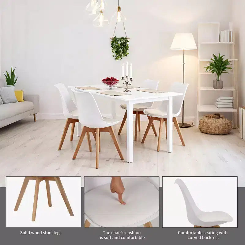 Okak Modern Style Minimalist-Design Home Dining Chairs for Kitchen Dining Room,Solid Frame Armless Seating Dining Chair Set of 4