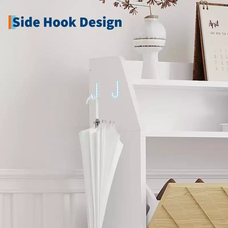Wooden Shoe Cabinet with 2 Flip-Top Drawers, Narrow Freestanding Shoe Rack with Open Shelves, Concealed Shoe Rack for Entryways, Living Rooms