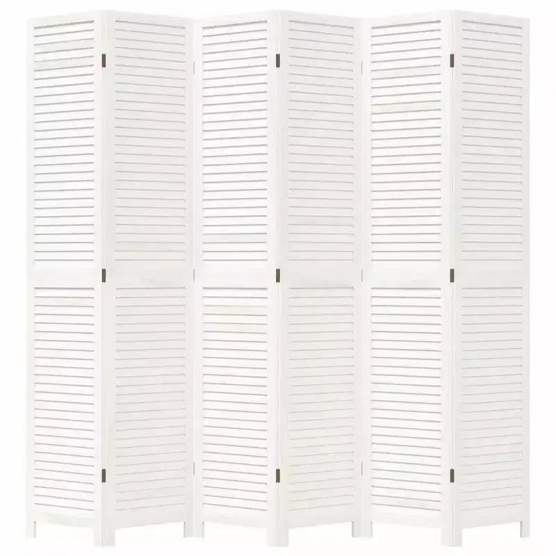 vidaXL Room Divider 6 Panels White Solid Wood Paulownia