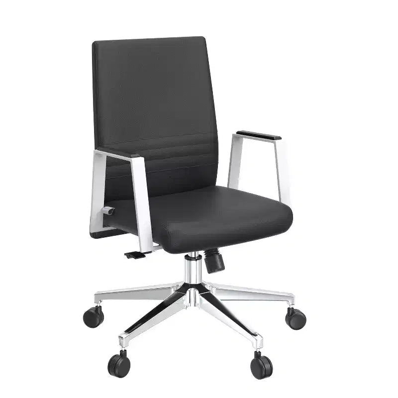 HomeStock 45 in.H Adjustable Height Black Faux Leather Seat Material with Adjustable Lumbar Support Ergonomic Office Chairs