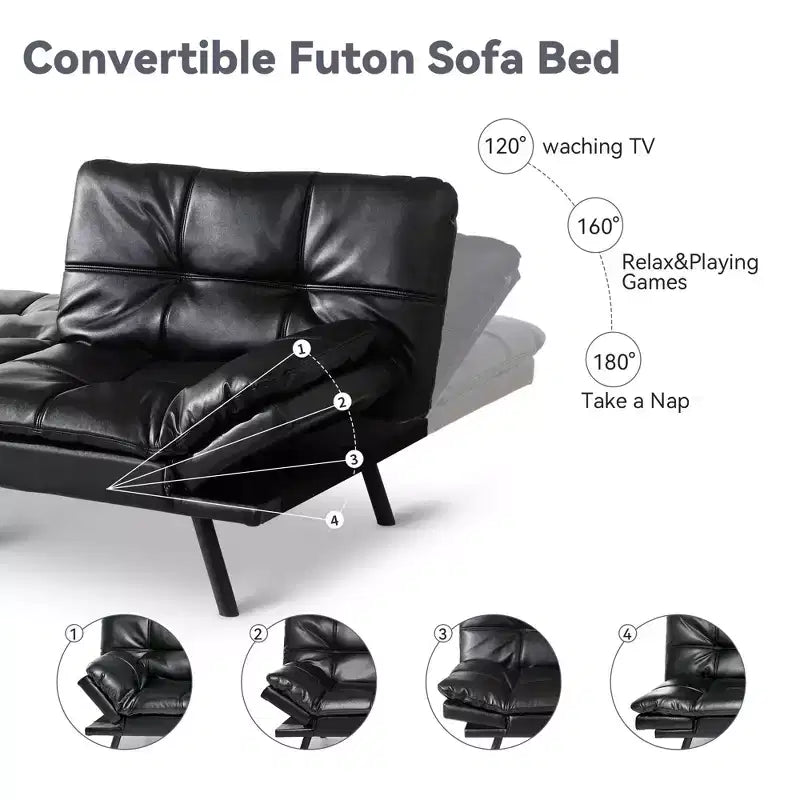 Dyonery 71 Convertible Futon Sofa Bed,Modern Memory Foam Futon Couch with Detachable Cushion,Adjustable Backrest & Armrest