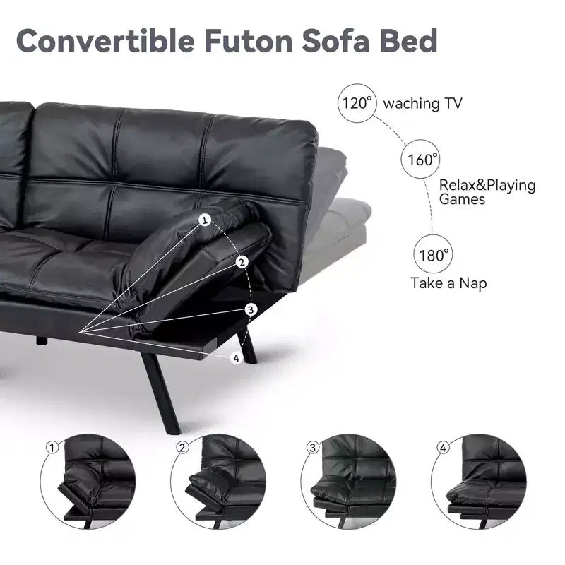Dyonery 71 Convertible Futon Sofa Bed,Modern Memory Foam Futon Couch with Detachable Cushion,Adjustable Backrest & Armrest