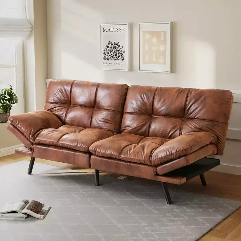 Dyonery 71 Convertible Futon Sofa Bed,Modern Memory Foam Futon Couch with Detachable Cushion,Adjustable Backrest & Armrest