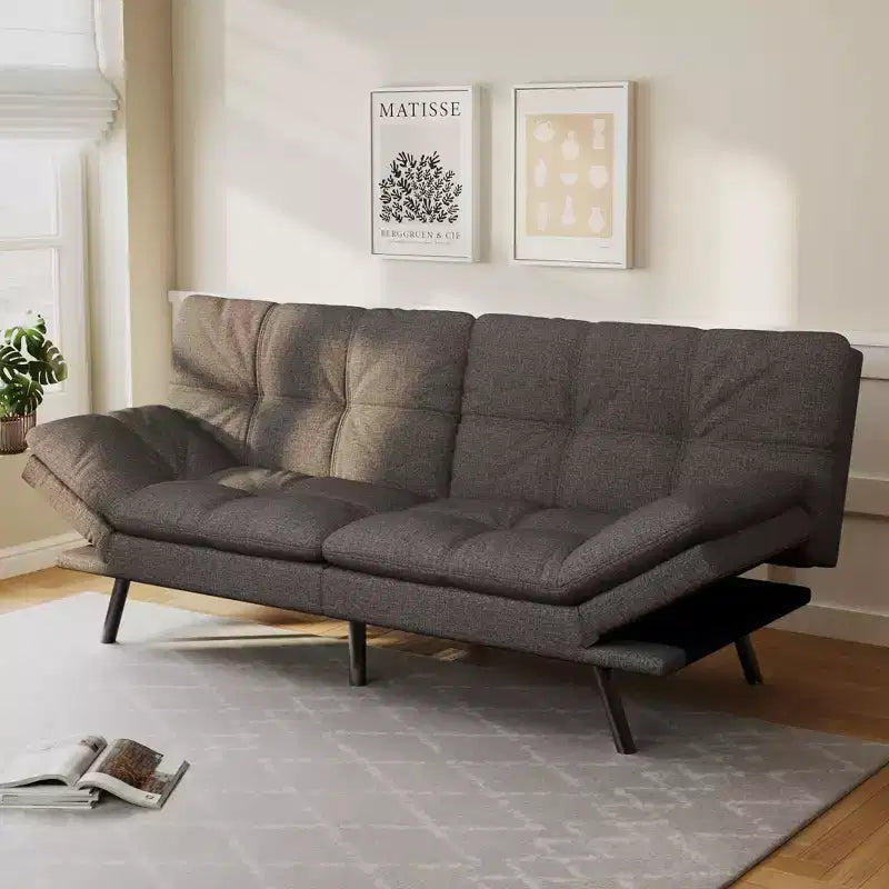 Dyonery 71 Convertible Futon Sofa Bed,Modern Memory Foam Futon Couch with Detachable Cushion,Adjustable Backrest & Armrest
