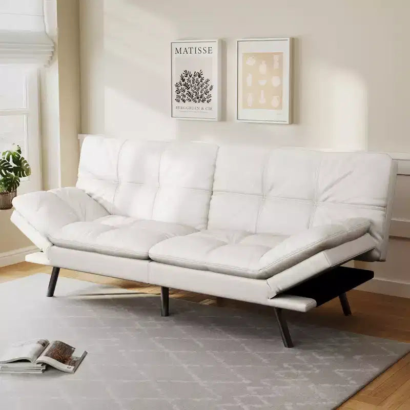 Dyonery 71 Convertible Futon Sofa Bed,Modern Memory Foam Futon Couch with Detachable Cushion,Adjustable Backrest & Armrest